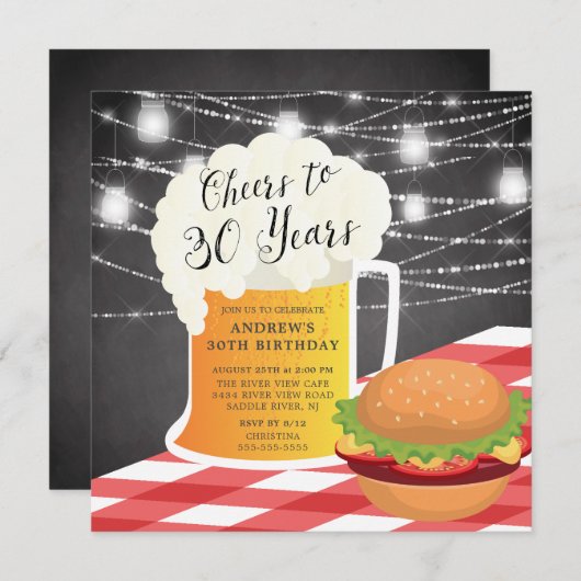 Beifall zu 30 Jahren Geburtstagsfeier Einladung (Vorne/Hinten)