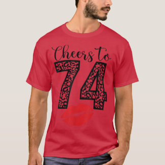 Beifall zu 74 Jahren Lips Happy Geburtstag Leopard T-Shirt