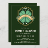 Beifall zu 80 Jahren Glück Kleeblatt Geburtstag Einladung (Vorne/Hinten)