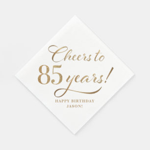 Beifall zu 85 Geburtstag Glitzer Weiß und Gold Serviette