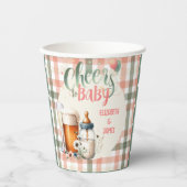 Beifall zu Baby Sage Peach Gingham Beers Flaschen Pappbecher (Vorderseite)