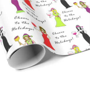 Beifall zu den Feiertagen! Wein-Frauen Geschenkpapier