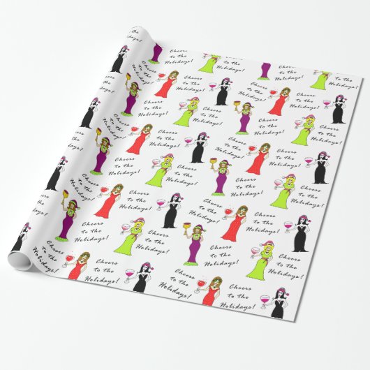 Beifall zu den Feiertagen! Wein-Frauen Geschenkpapier (Ungerollt)