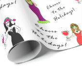 Beifall zu den Feiertagen! Wein-Frauen Geschenkpapier (Rolleneckpunkt)
