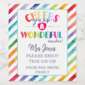 Beifall zu einem wunderbaren Geschenk für Lehrer Weinetikett (Einzelnes Label)