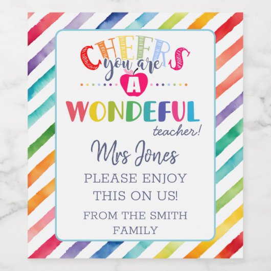 Beifall zu einem wunderbaren Geschenk für Lehrer Weinetikett (Einzelnes Label)