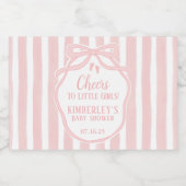Beifall zu Little Girls Bow Pink Girl Baby Dusche Schaumweinetikett (Einzelnes Label)