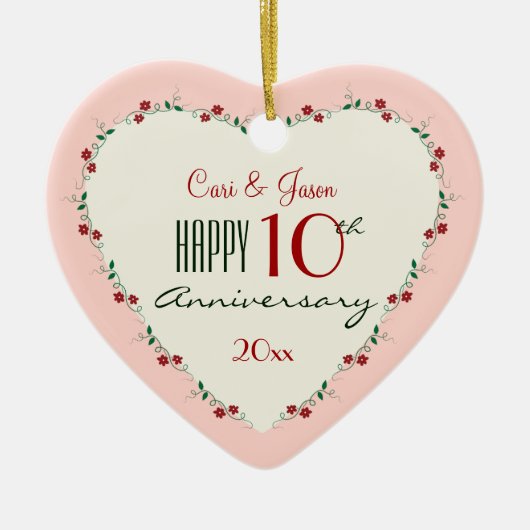 Beifall zu Weihnachtsgeschenken zum 10. Hochzeitst Keramik Ornament (Vorne)