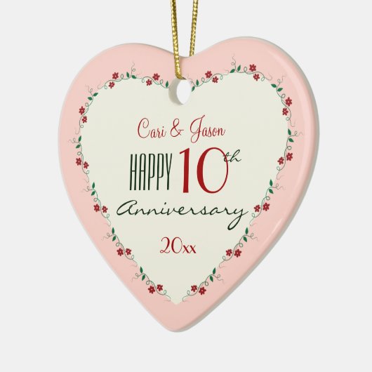 Beifall zu Weihnachtsgeschenken zum 10. Hochzeitst Keramik Ornament (Links)