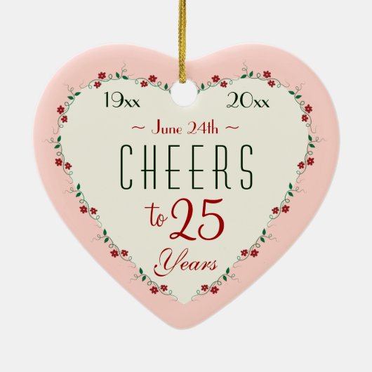 Beifall zu Weihnachtsgeschenken zum 25. Hochzeitst Keramikornament (Hinten)