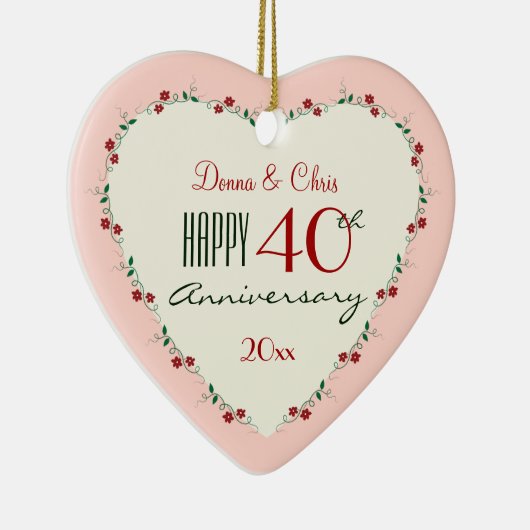 Beifall zu Weihnachtsgeschenken zum 40. Hochzeitst Keramik Ornament (Rechts)