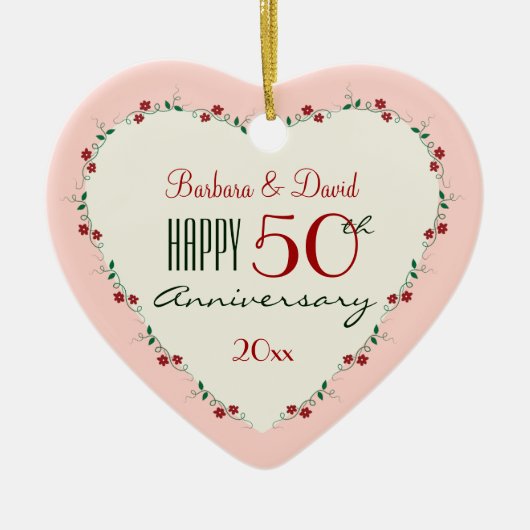 Beifall zu Weihnachtsgeschenken zum 50. Hochzeitst Keramikornament (Vorne)
