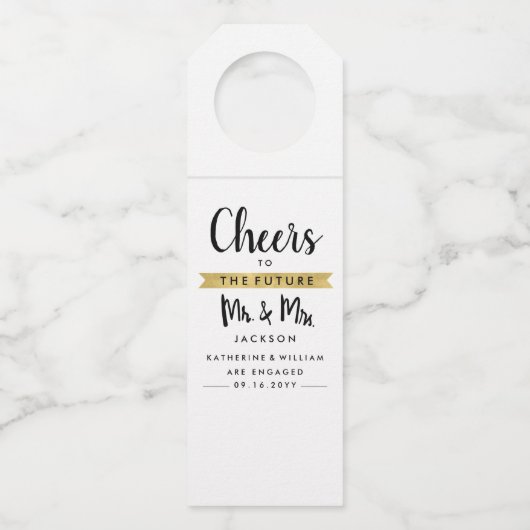 Beifall zu zukünftigen Herrn und zur Frau Custom Flaschenanhänger (Vorderseite)