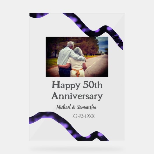 Beifall zum 50-jährigen Jubiläum hinzufügen Name F Acrylschild (Vorderseite)