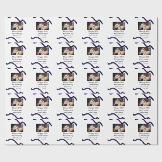 Beifall zum 50-jährigen Jubiläum hinzufügen Name F Geschenkpapier (Flach)