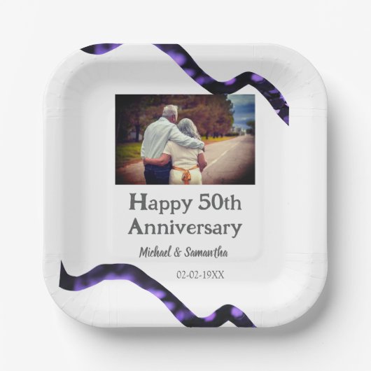 Beifall zum 50-jährigen Jubiläum hinzufügen Name F Pappteller (Vorderseite)