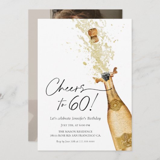 Beifall zum 60. Geburtstag Foto Einladung (Vorne/Hinten)