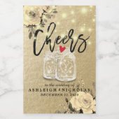 Beifall zum Hochzeitsfeiern floraler Mason Jar Str Lebensmitteletikett (Einzelnes Label)