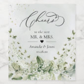 Beifall zum Hochzeitsfeiern Grüne Blätter botanisc Weinetikett (Einzelnes Label)