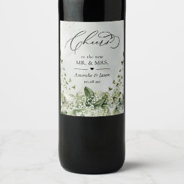 Beifall zum Hochzeitsfeiern Grüne Blätter botanisc Weinetikett