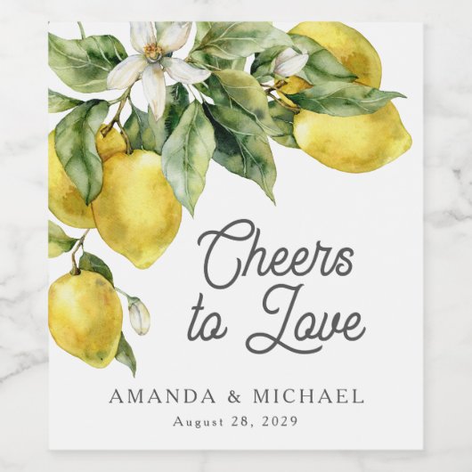 Beifall zur Liebe Rustic Boho Lemons Wedding Weinetikett (Einzelnes Label)