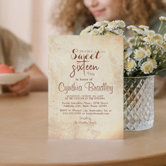 Beige 16 . Geburtstag Geburtstagsparty Einladung