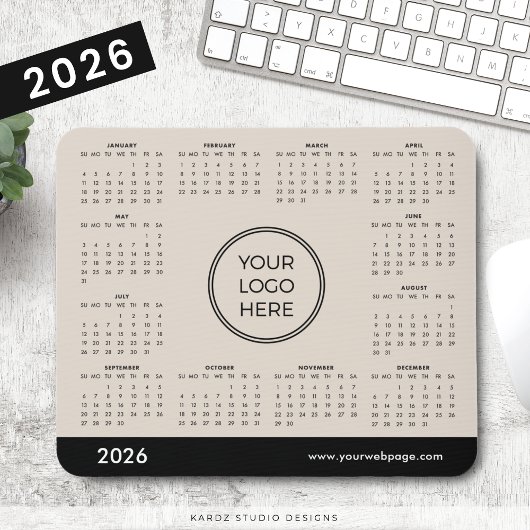 Beige 2026 Kalender für Firmenlogos für Werbezweck Mousepad