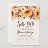 Beige 30. Geburtstag Fall Floral Einladung (Vorderseite)