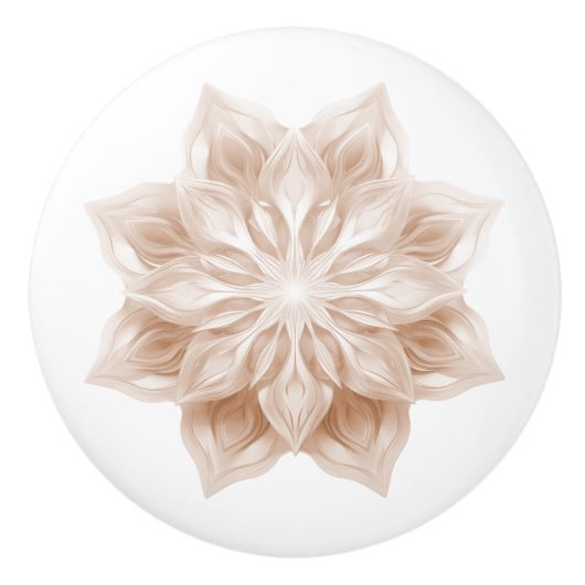 Beige 3D Shiny Mandala Keramikknauf (Vorderseite)