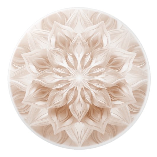 Beige 3D Shiny Mandala Keramikknauf (Vorderseite)