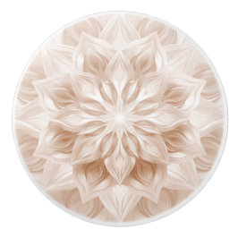 Beige 3D Shiny Mandala Pattern Keramikknauf
