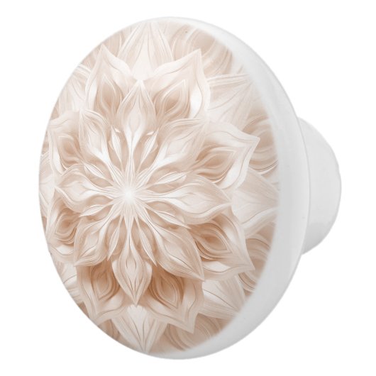 Beige 3D Shiny Mandala Pattern Keramikknauf (Rechts)