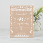 Beige 40. Geburtstagsfeier Einladung (Stehend Vorderseite)