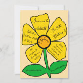 Beige 50. Geburtstag Gold Doodle Blume Einladung (Vorderseite)