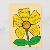 Beige 60. Geburtstag Gold Doodle Blume Einladung (Vorne/Hinten)