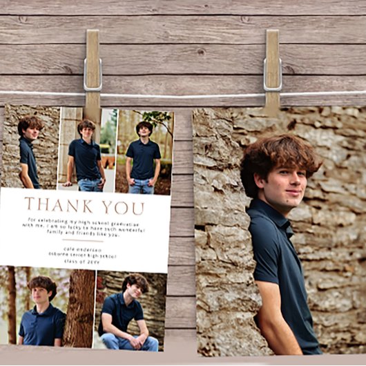 Beige 6 Foto Fett Text Abschluss Vielen Dank Dankeskarte