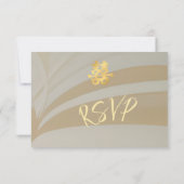 Beige Abstrakt Art Chinese Wedding RSVP Einladung (Rückseite)