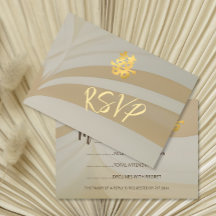 Beige Abstrakt Art Chinese Wedding RSVP