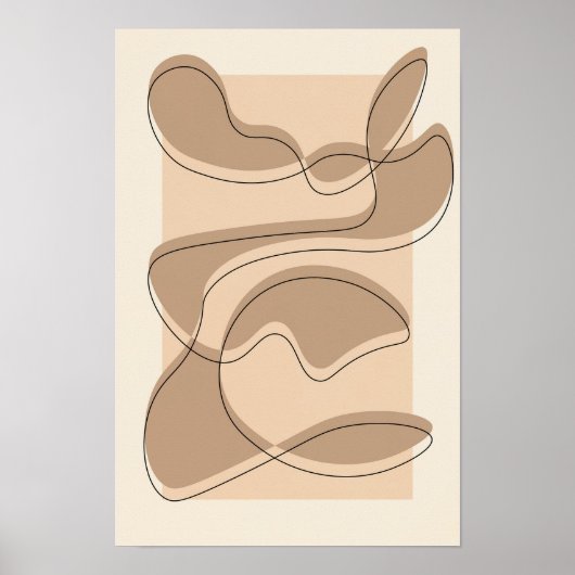 Beige abstrakt-minimalistische/Linienkunst Poster (Vorne)