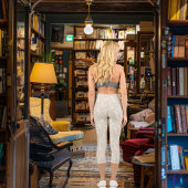 Beige Abstrakte Leaf-Muster mit benutzerdefinierte Capri Leggings