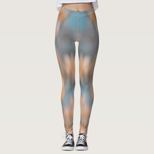 Beige Abstrakte Leggings für Flora und Fauna mit k (Vorderseite)