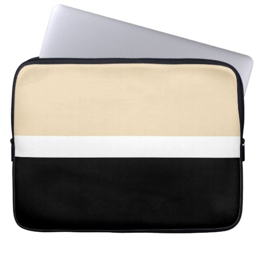Beige Abstrakte Streifen Laptopschutzhülle (Vorderseite)