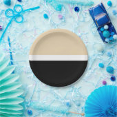 Beige Abstrakte Streifen Pappteller (Party)