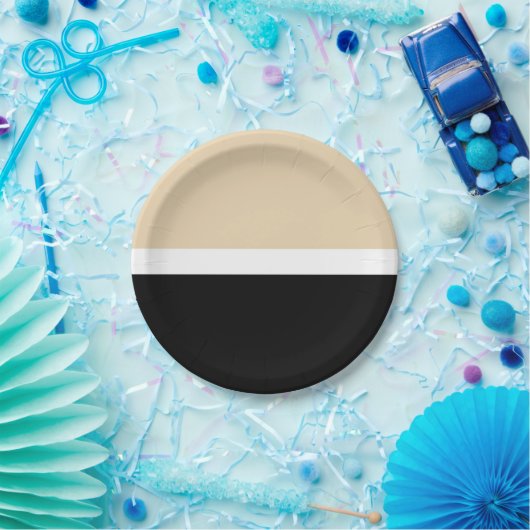 Beige Abstrakte Streifen Pappteller (Party)