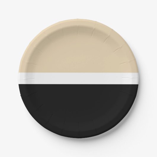 Beige Abstrakte Streifen Pappteller (Vorderseite)