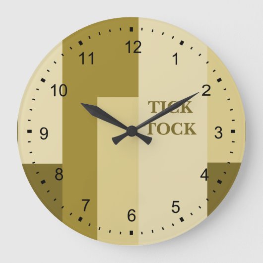Beige Abstraktes Rechteck-Muster Große Wanduhr (Vorderseite)