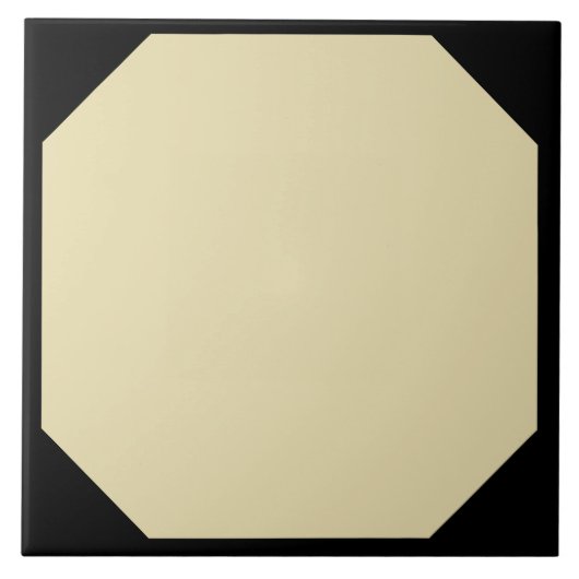 Beige Achteckenkachel mit schwarzen Ecken Fliese (Vorderseite)