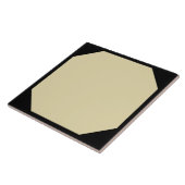 Beige Achteckenkachel mit schwarzen Ecken Fliese (Seite)