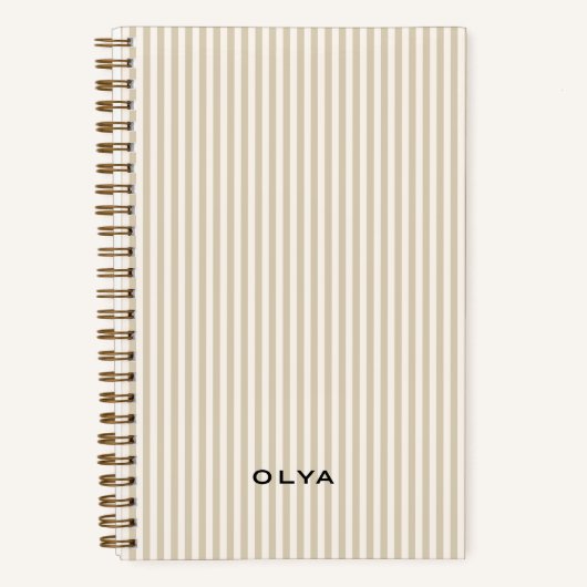 Beige Aeshtetic à Rayures Notizblock (Vorderseite)