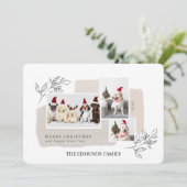 Beige Aesthetic Photo Holiday Card Feiertagskarte (Stehend Vorderseite)